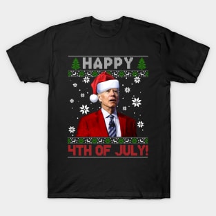 Funny Santa Joe Biden Happy 4th of July Ugly Christmas Sweater T-Shirt